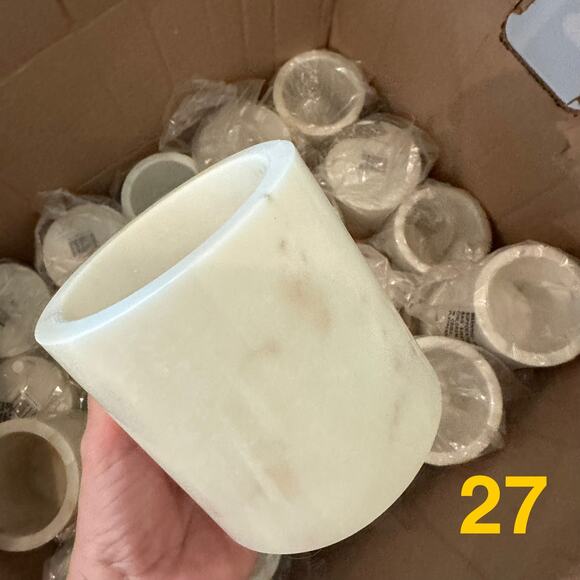 White Marble Candle Vessel Home Decor Vase New - Picture 4 of 4